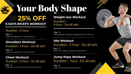 Gym menu design