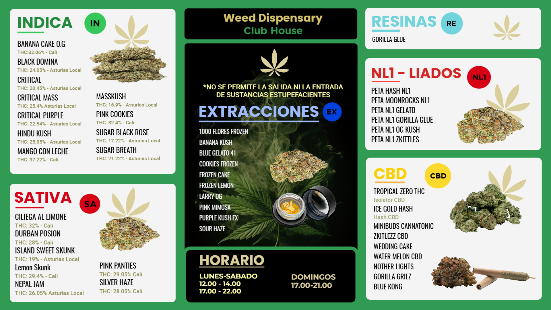 Dispensary menu design 