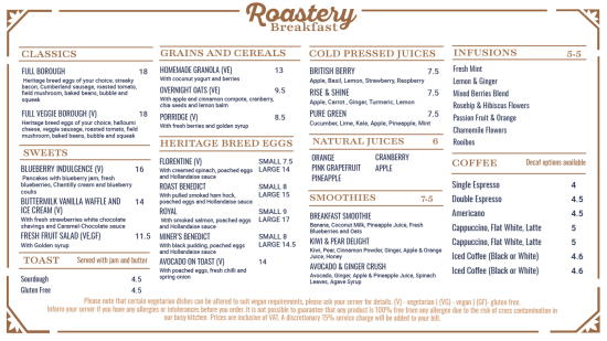 Breakfast Menu