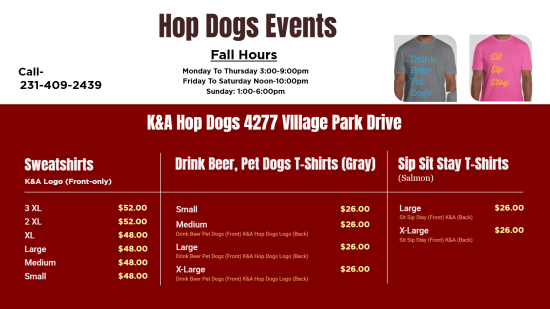 Events menu template for Hot Dogs