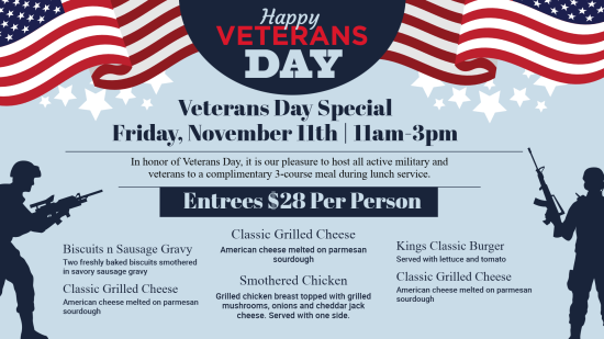 Creative Veterans Day Menu