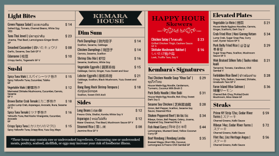 Asian Food Digital menu Design Ideas