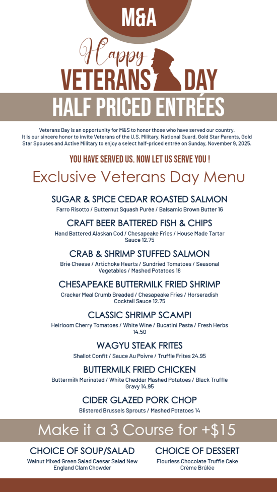 Exclusive Veterans Day Digital Menu