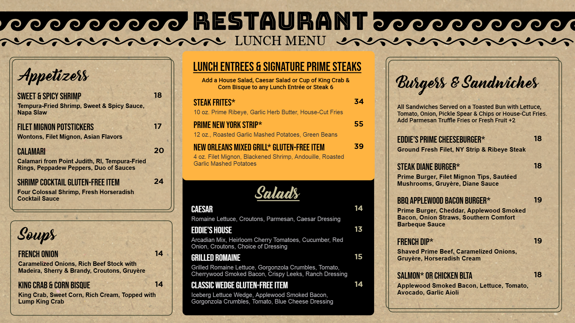 Custom Digital Lunch Menu Design