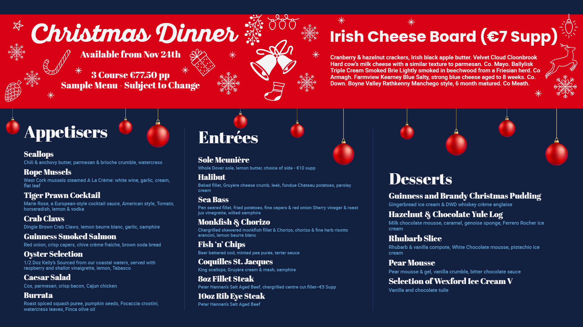 Christmas digital menu