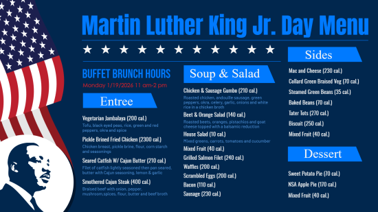 MLK Day Celebration Menu Design