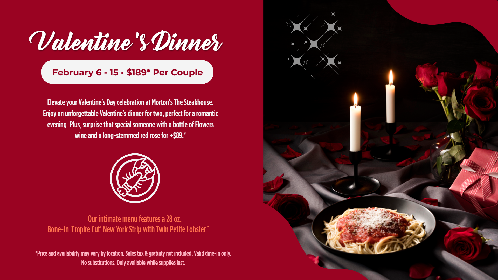 Valentine's dinner signage menu