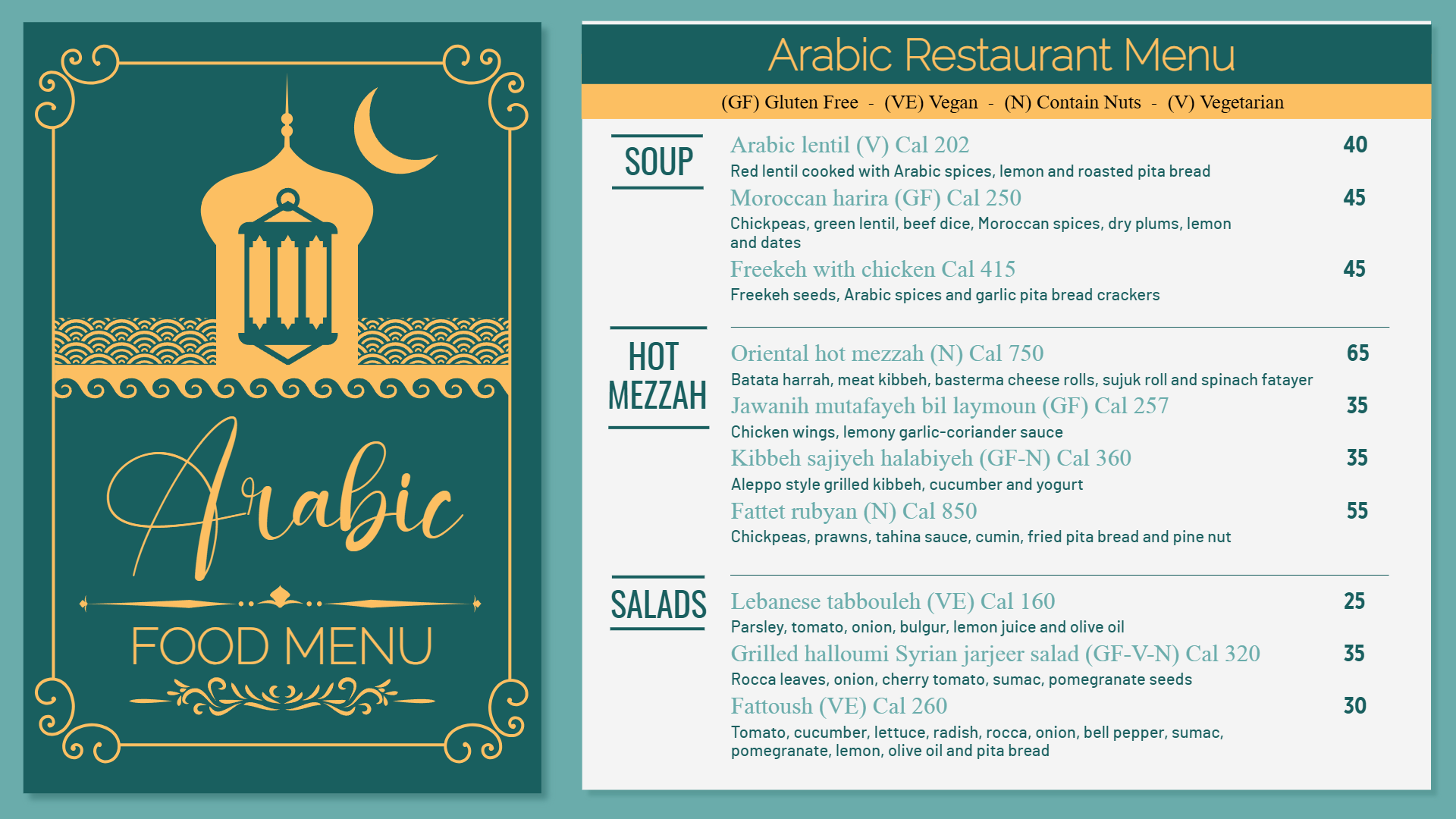 Arabic menu template