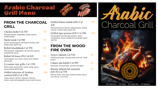 Simple Arabic Charcoal Grill Menu Template