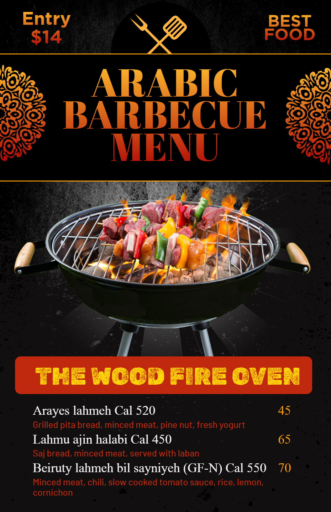 Arabic barbecue poster menu design