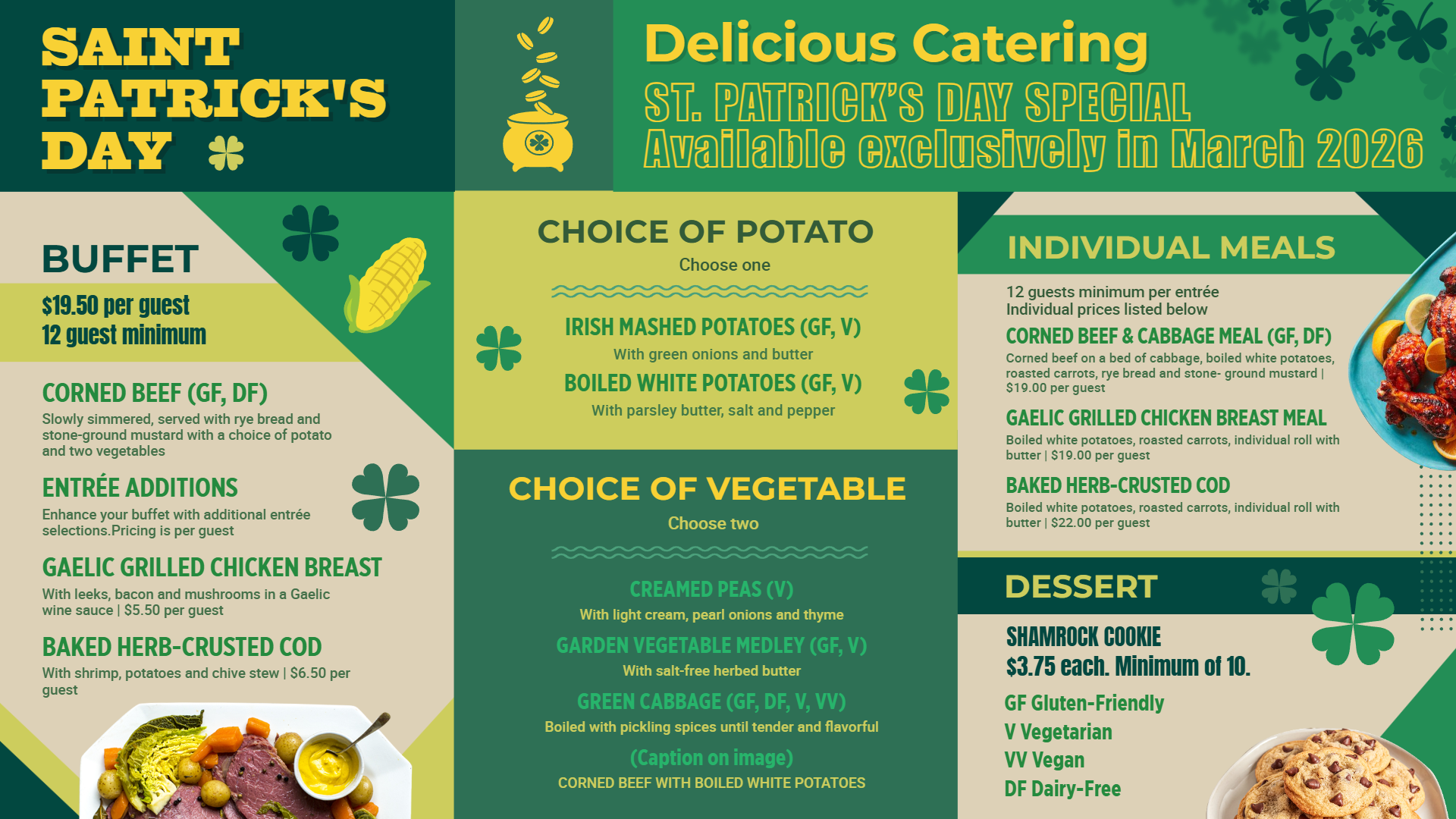 Saint Patricks Day signage free menu