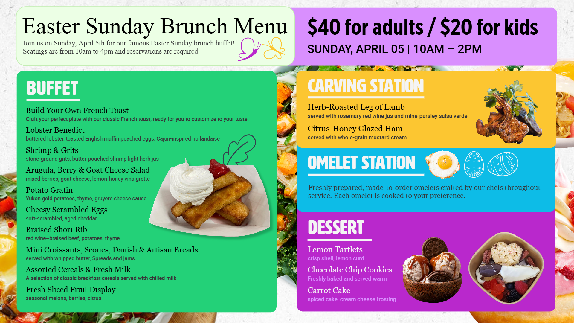 Easter brunch menu with digital signage app