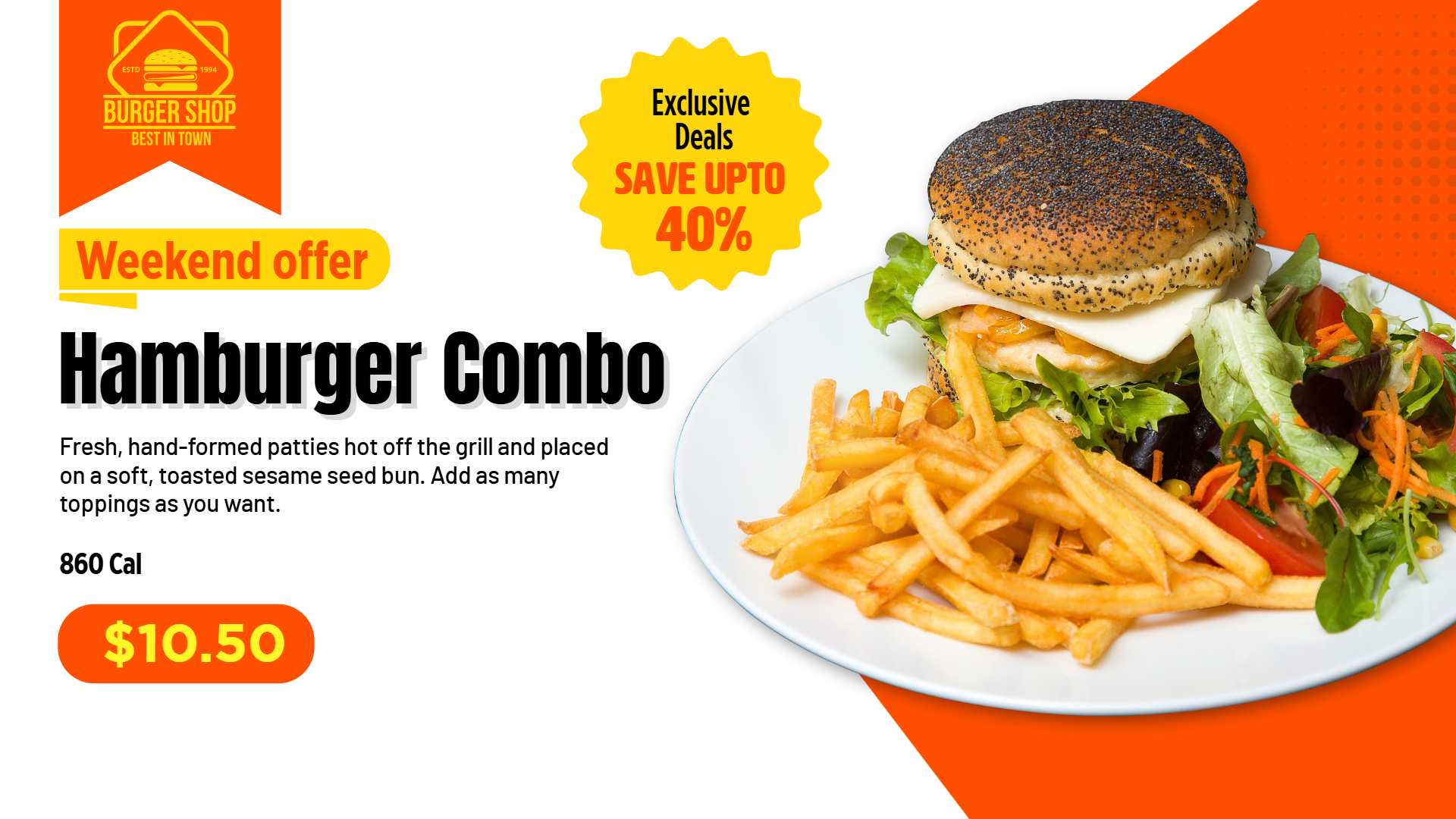 Best Hamburger Combo QSR digital menu boards