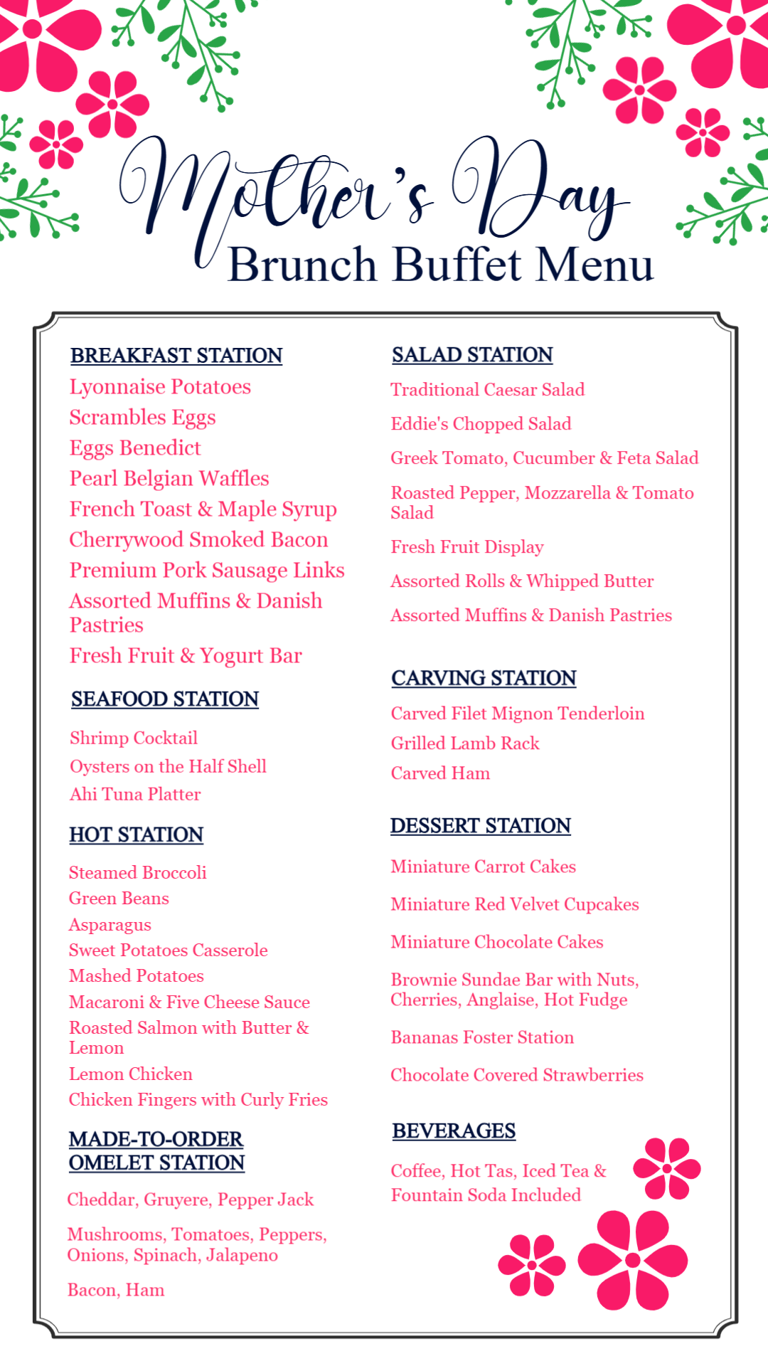 Mother's Day buffet menu by best digital menu software