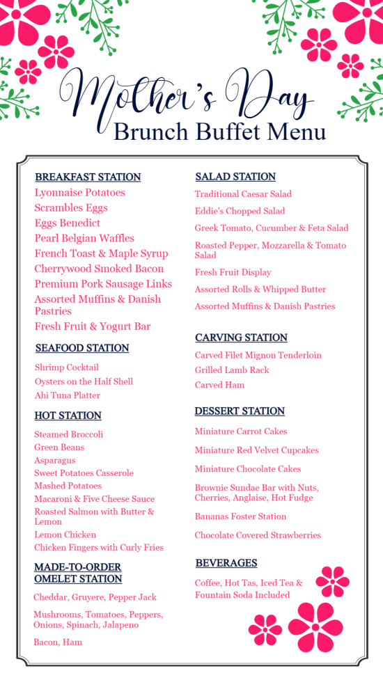 Mother's Day buffet menu by best digital menu software