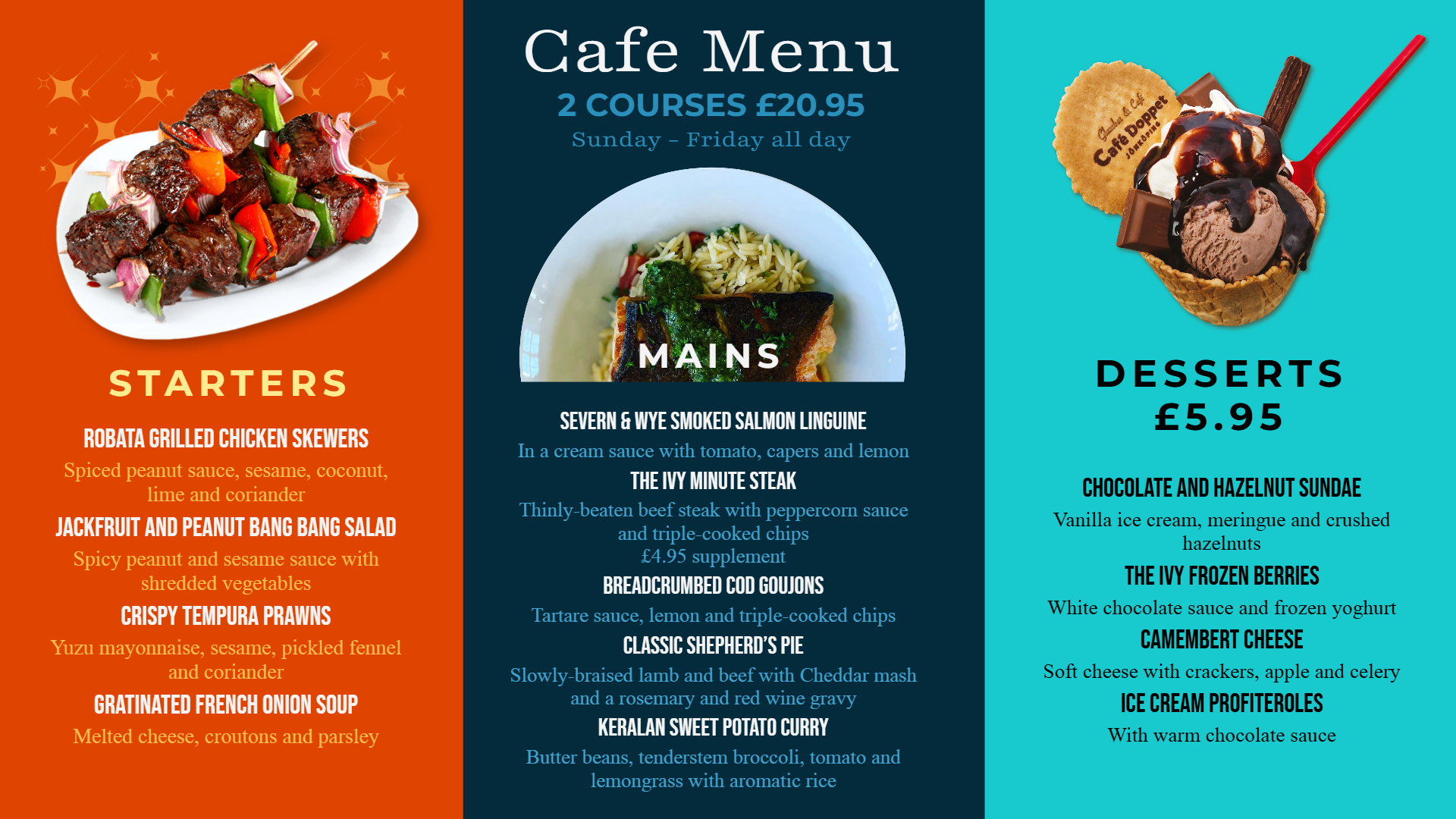 Cafe menu digital signage display screens