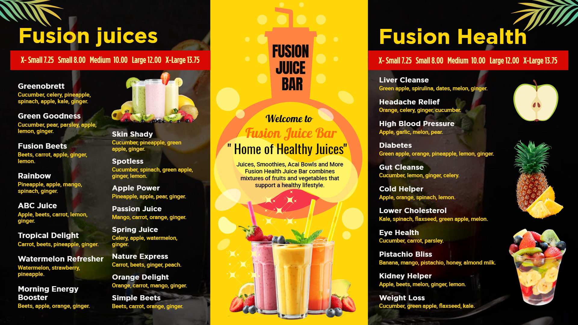 Juice bar digital restaurant signage