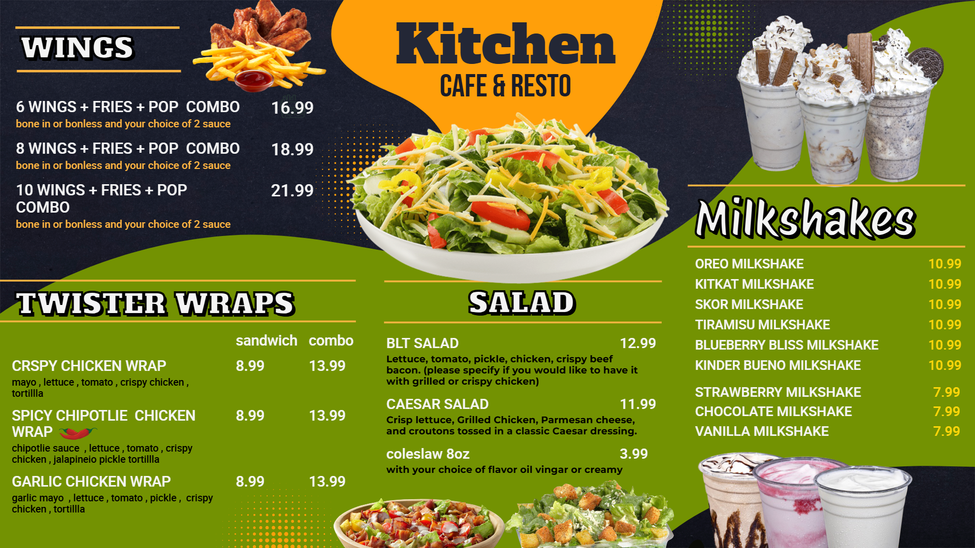 Cafe & Resto menu digital board