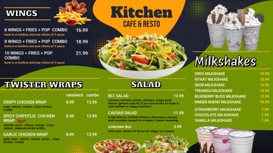 Cafe & Resto menu digital board
