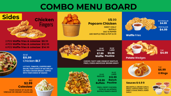 Display digital signage combo menu