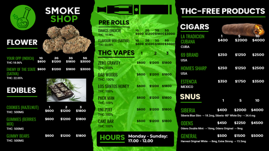 Dispensary smoke shop display screens