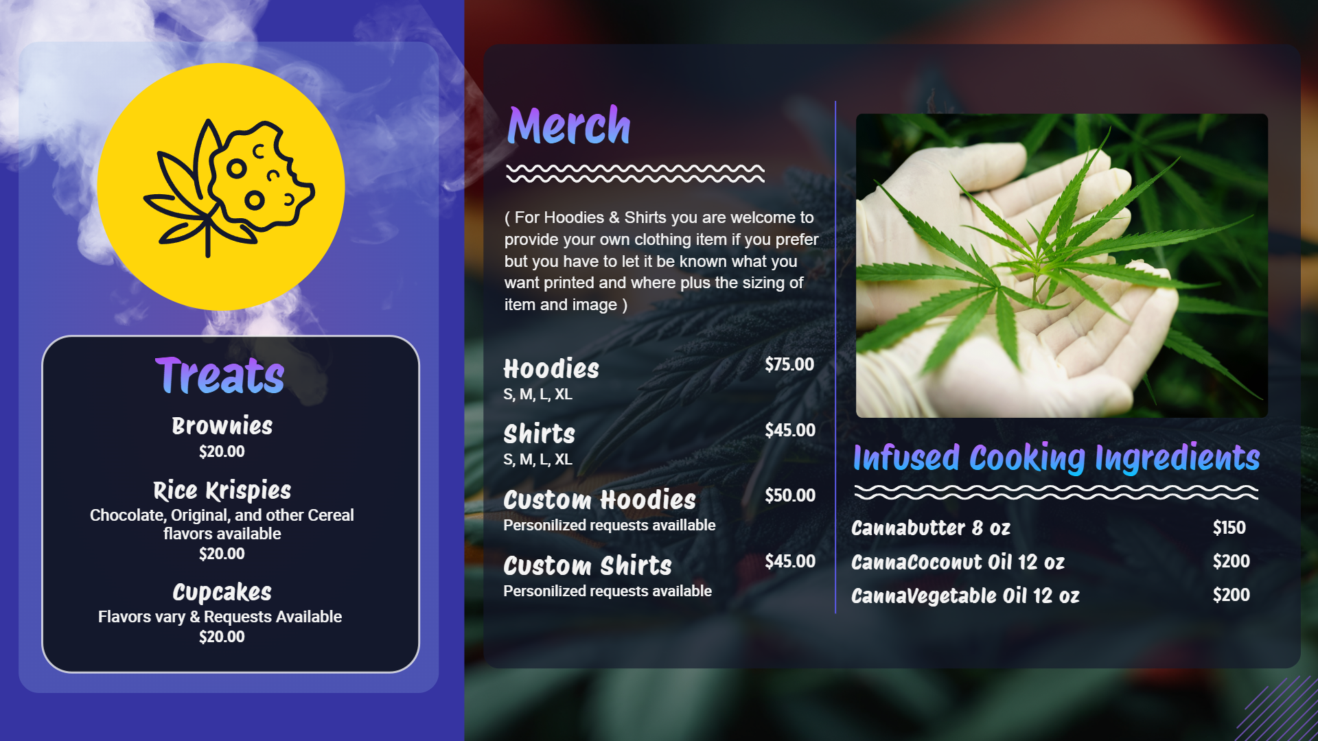 Electronic menu boards for vape