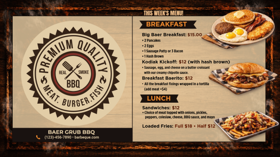 BBQ grill menu digital board