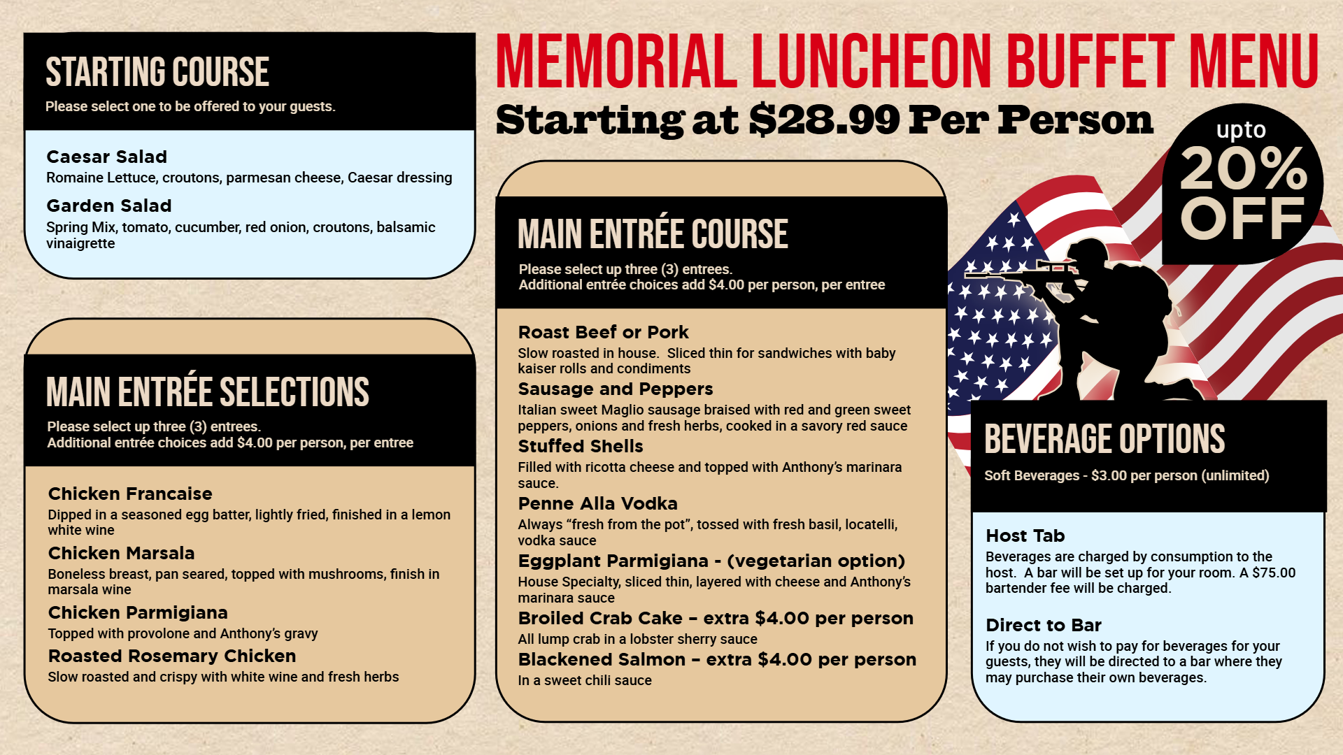 Memorial Day digital signage menu