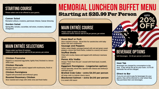 Memorial Day digital signage menu