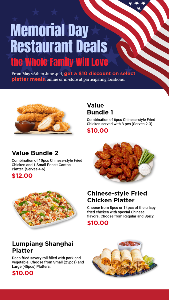 Memorial day restaurant menu