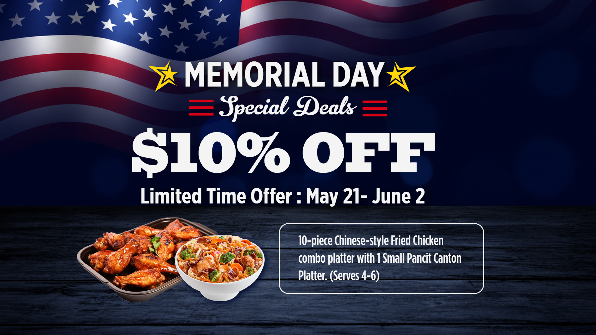 Memorial Day restaurant menu board