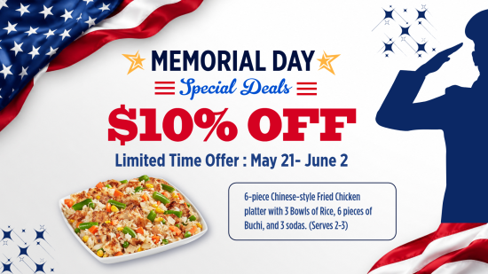 Memorial Day restaurant menu board