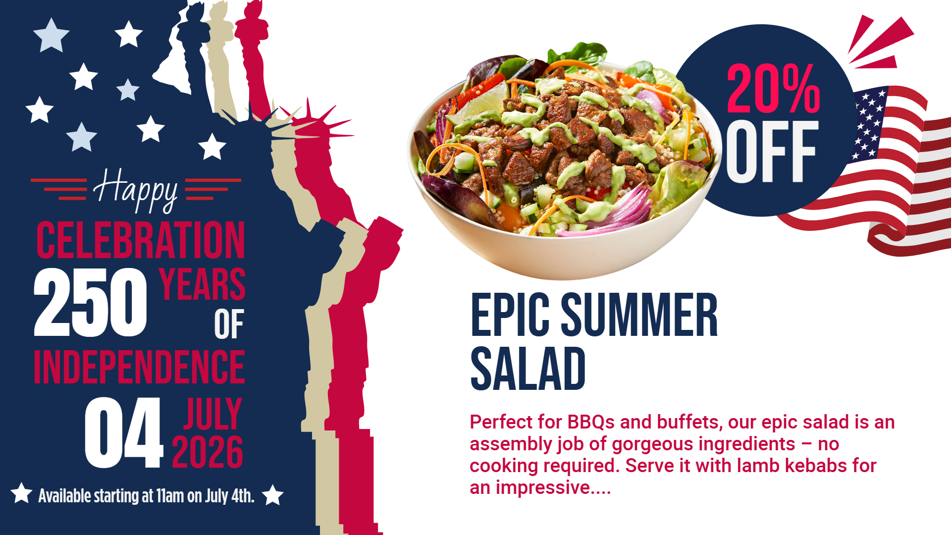 Independence day digital menu board design