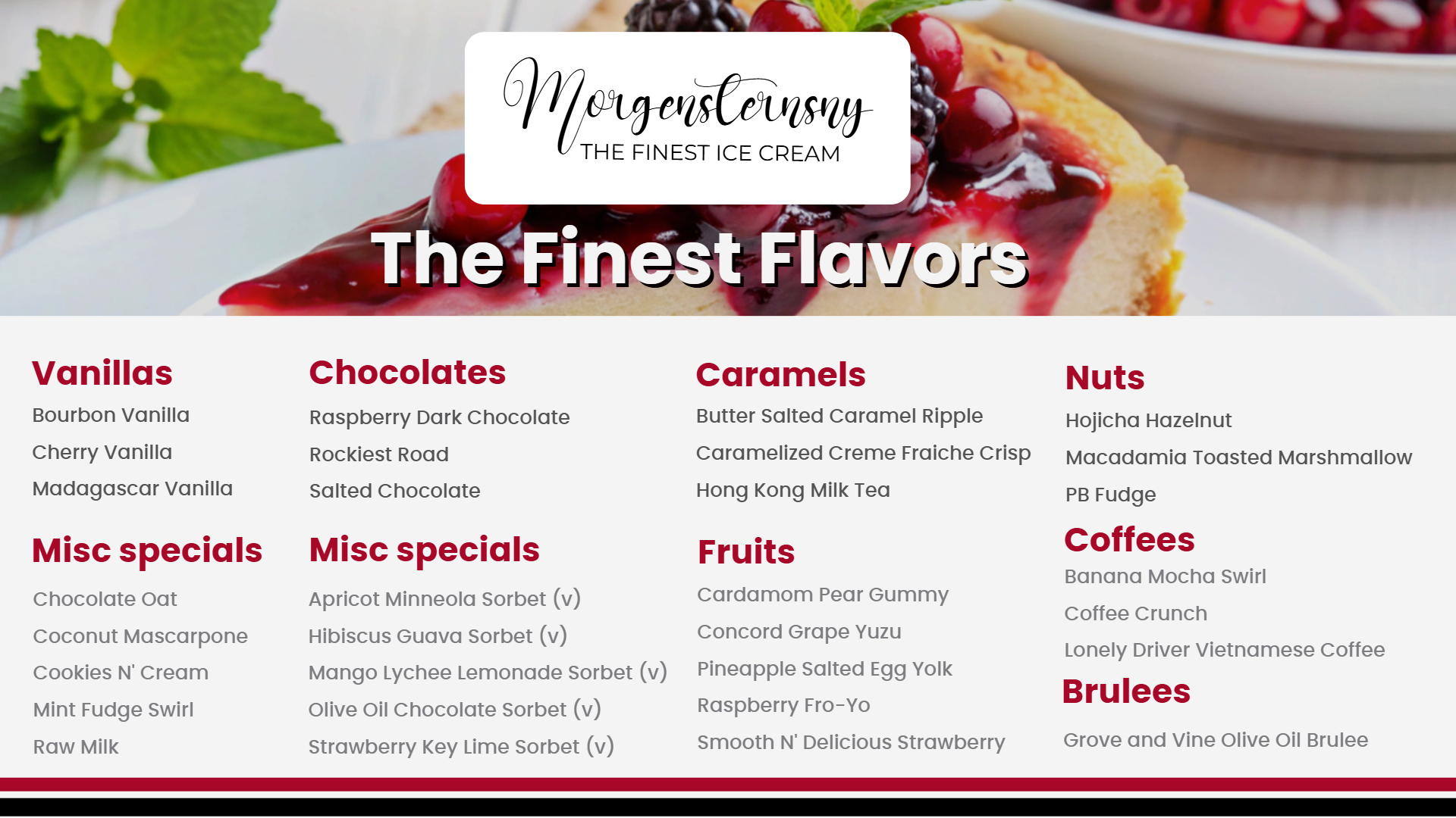 Ice cream menu board design