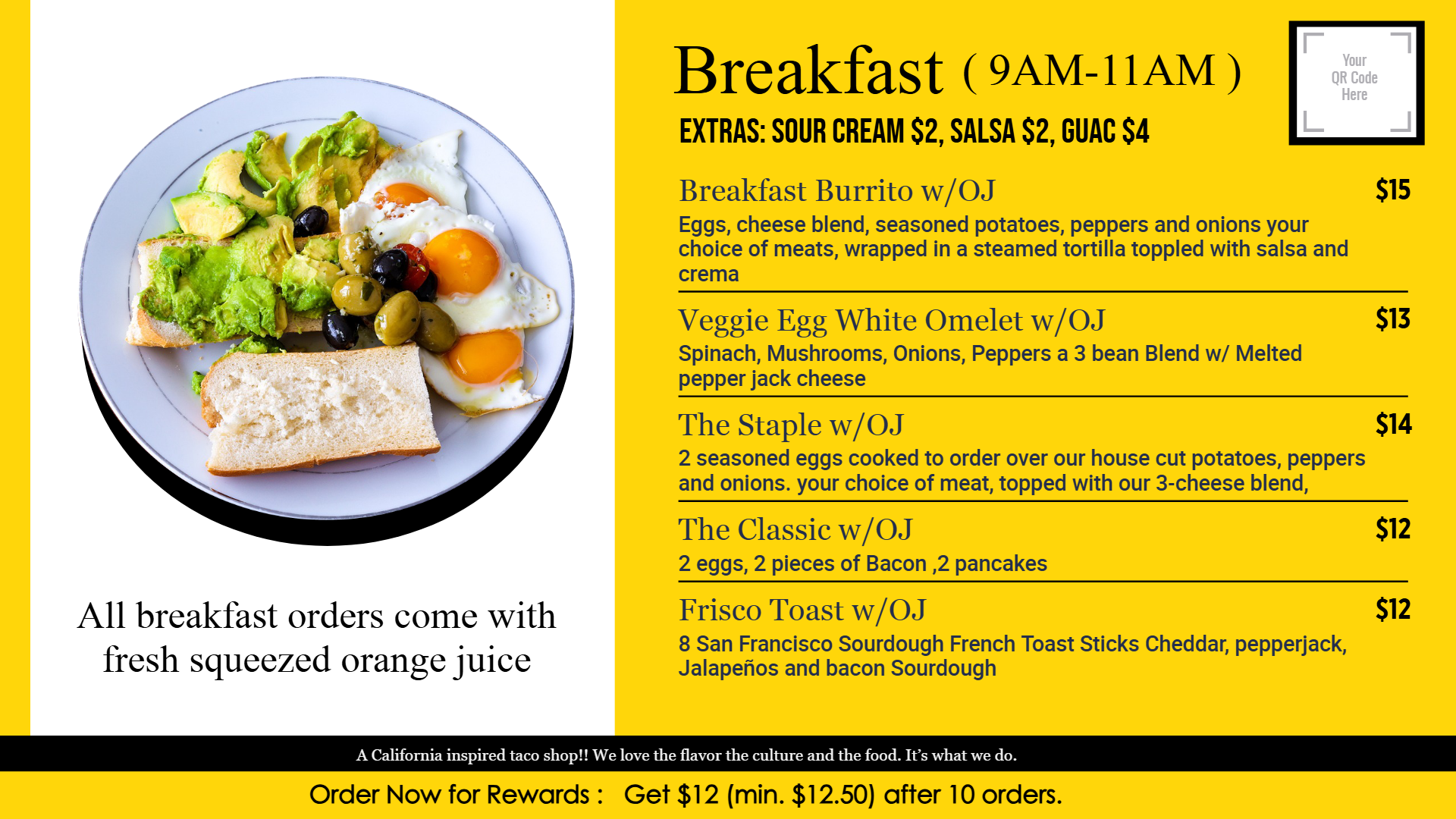 QR Code Restaurants breakfast menu