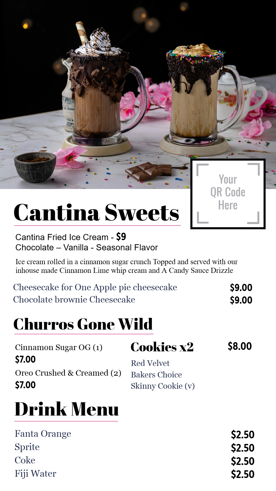Ice cream QR Code Menu Board Design ideas