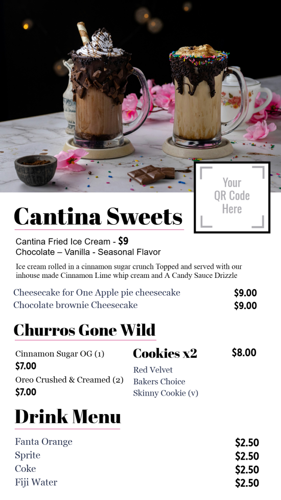 Ice cream QR Code Menu Board Design ideas