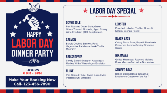 Happy Labor Day menu display screen